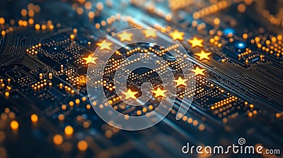 Digital Constellation of Europe EUs Network Connectivity, Data Integration, and Tech Innovation Stock Photo