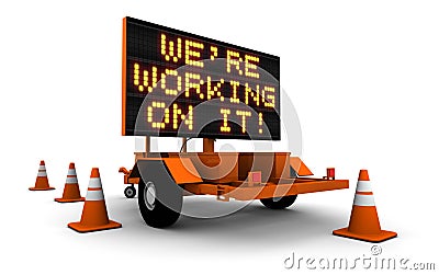 Digital construction sign Stock Photo