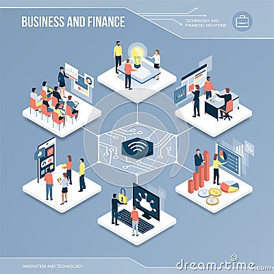 Digital core: business and finance Vector Illustration