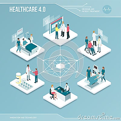 Digital core: online healthcare and medical services Vector Illustration