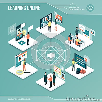 Digital core: online learning Vector Illustration