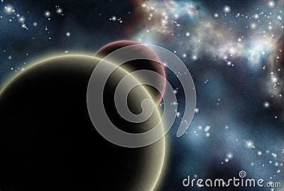 Digital created starfield with cosmic Nebula Stock Photo