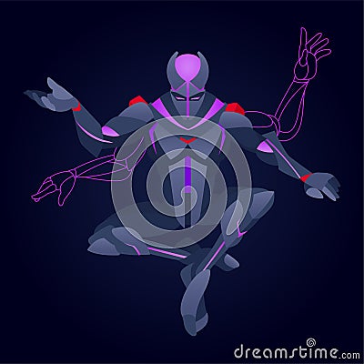 Digital. Crypto blockchain technology mascot. DEFI DAO NFT data processing smart contract Vector Illustration