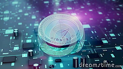 Virtual cryptocurrency Ethereum symbol Editorial Stock Photo