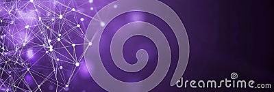 Digital Crystal Formation Networked Data Points Create Abstract Gem on Blurred Violet Banner Stock Photo