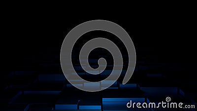 Digital cube abstract background, seamless loop. Design. Flying above the road made of many 3D rows of cubes. Stock Photo