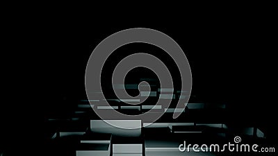 Digital cube abstract background, seamless loop. Design. Flying above the road made of many 3D rows of cubes. Stock Photo