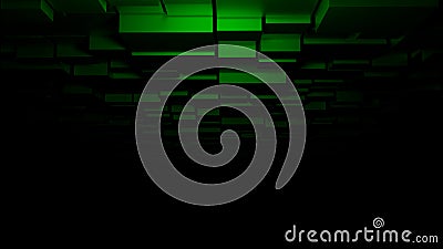 Digital cube abstract background, seamless loop. Design. Flying under the road made of many 3D rows of cubes. Stock Photo