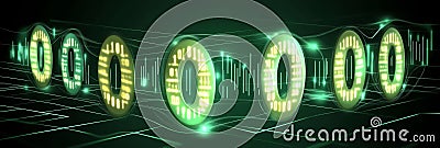 Digital Currency with Light Glow, Blockchain Financial Future, Encryption Data Visualization Stock Photo