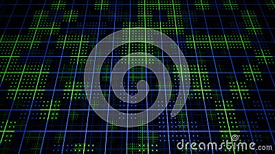 A digital cybernetic structure made of lattices and dots. Abstract background, screensaver Stock Photo