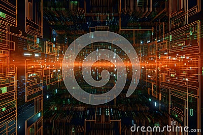 Digital cyberspace and digital data network connections concept. Future technology digital abstract background. Neural Stock Photo