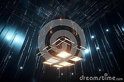Digital cyberspace and digital data network connections concept. Future technology digital abstract background. Neural Stock Photo