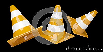 Digital 3D rendering under construction signs Stock Photo