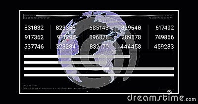 Digital data and algorithm image over rotating globe with numerical codes Stock Photo