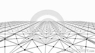 Digital data and black network connection triangle lines Cartoon Illustration