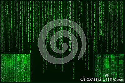 Digital data coding. Encoded cyberspace matrix style background Vector Illustration