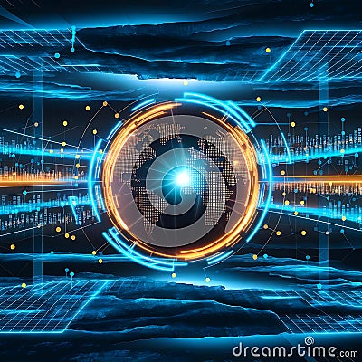 Digital Data Highways: Encrypted Global Networks with Strong Security Shields. Stock Photo