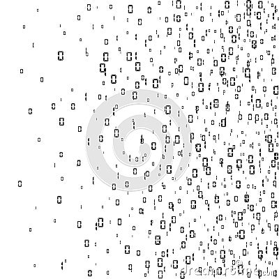 Digital data stream encoding. Random binary numbers. Matrix background. Vector illustration isolated on white background Vector Illustration