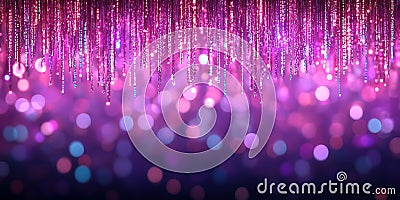 Digital data stream pink glowing particles representing AI powered analytics big data visualization futuristic information Cartoon Illustration