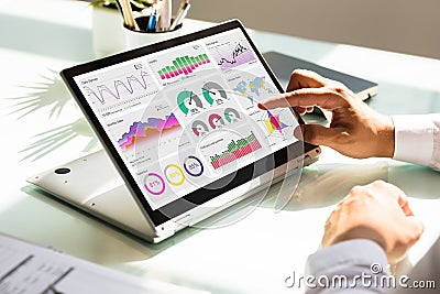 Digital Data Technology. KPI Business Dashboard Stock Photo