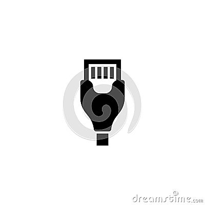 Digital Data Transfer Phone Charging Cable, Lightning Connector. Flat Vector Icon illustration. Simple black symbol on Vector Illustration