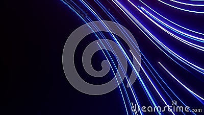 Digital data transfer in virtual network reality. Blue abstract flowing information structure. Communication lines on wireless Stock Photo