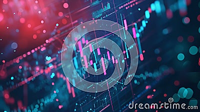 Digital data visualization with blockchain, cryptocurrency, finance, and web tech in cyber space Stock Photo