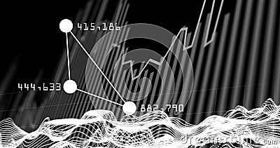 Digital data visualization with interconnected nodes and numerical data points Stock Photo