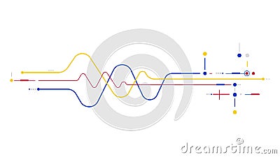 Digital data wave network elements abstract background Vector Illustration