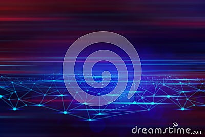 cloud storage digital technology internet network background, sytem hologram link working, web of internet of things Cartoon Illustration