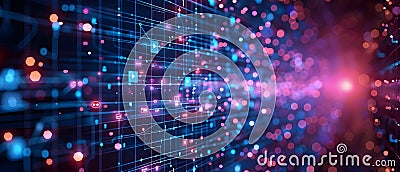 Digital Deluge of Notifications in a Minimalist Matrix. Concept Technological Overload, Minimalist Stock Photo
