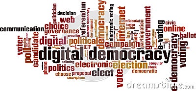 Digital democracy word cloud Vector Illustration