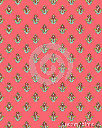 Digital design Mughal paisley motif luxury ikat ethnic pattern. Classical handmade digital artwork Stock Photo