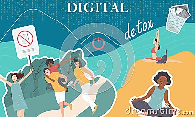 Digital Detox Collage Vector Illustration