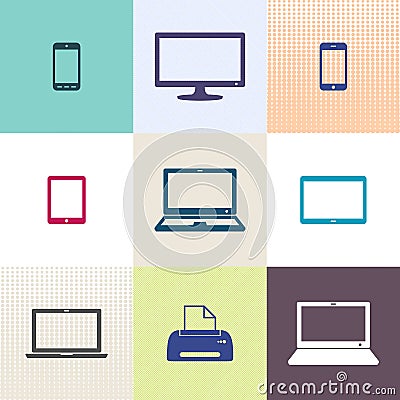 Digital device icons collection Vector Illustration