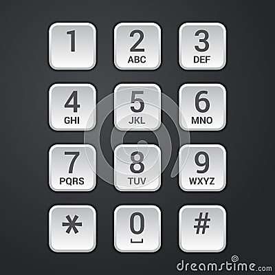 Digital dial plate of security lock or telephone keypad vector Vector Illustration