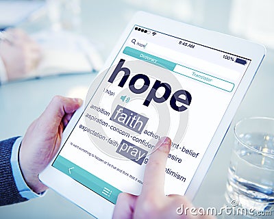 Digital Dictionary Hope Faith Pray Concepts Stock Photo