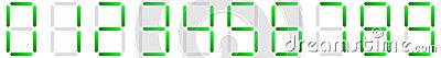 Digital display of digits, numbers, numberals. Scoreboard, digital clock, stopwatch numbers Vector Illustration