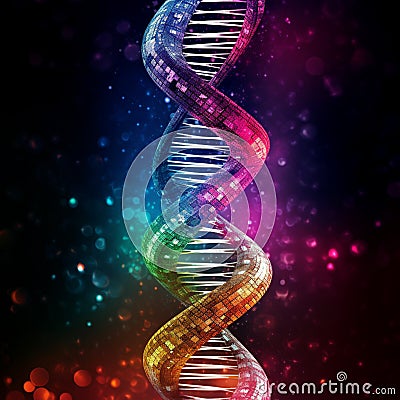 Digital DNA: A DNA helix made of binary code Stock Photo