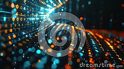 A digital DNA strand emerges from a matrix of binary code showcasing the evolution of cryptocurrency technology Stock Photo