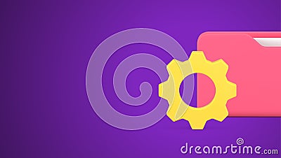 Digital document folder storage cloud backup reserve copy optimization 3d icon vector Vector Illustration