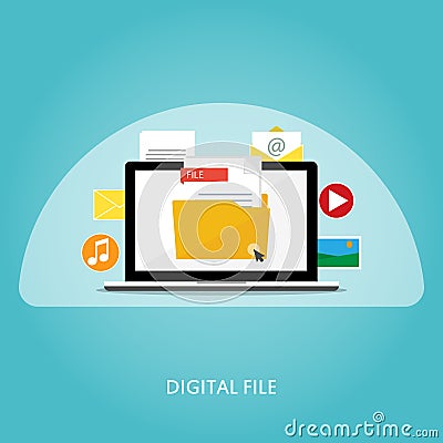 Digital documents file folder set vector Vector Illustration