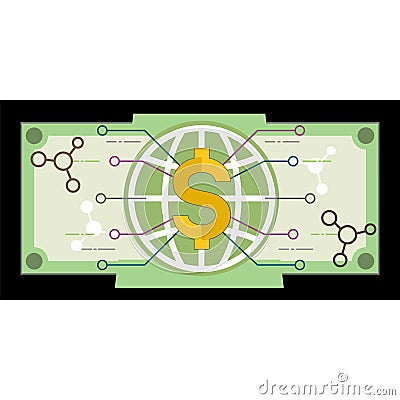 Digital Dollar Banknote Vector Illustration