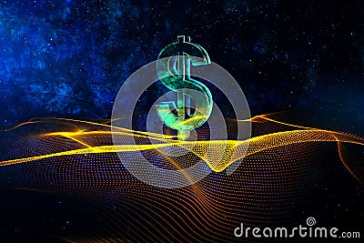 Digital dollar sign wallpaper Stock Photo