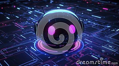 In the digital domain, AI-driven chatbots, empowered by deep learning, engage in secure communication through encrypted cyber Stock Photo