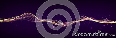 Digital dynamic particle wave flow. Wavy amplitude sound. Futuristic music technology concept. 3D rendering. Stock Photo