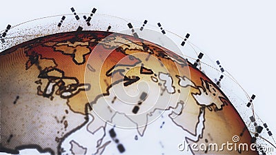 Digital earth data globe - abstract 3D rendering satellites starlink video network connection the world. satellites Stock Photo