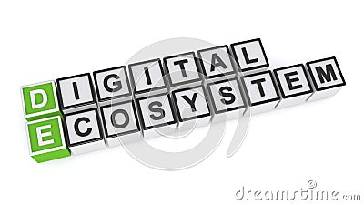 Digital ecosystem word block on white Stock Photo