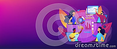 Online tech talks concept banner header Vector Illustration