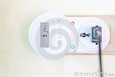 Digital electric plug timer for auto ON/OFF Stock Photo